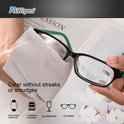 AAWipes Eyeglasses Cleaning Cloths – 30 Pack (6x7 inches), White & Dark Grey – Microfiber Lens Wipes V0693