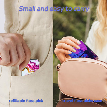 Aaymoous 2-Pack Travel Floss Holder & Floss Pick Case – Refillable Portable Dispenser
