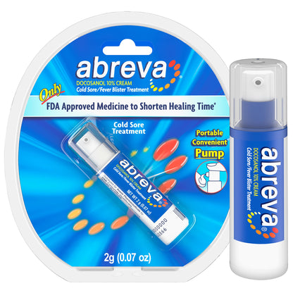 Abreva 10% Docosanol Cold Sore Treatment — Shortens Healing Time (2.5 Days) | 0.07 oz Pump