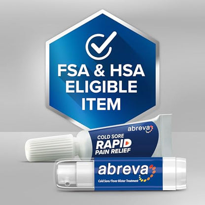 Abreva Cold Sore Treatment Rapid Pain Relief Cream — 3 g Tube