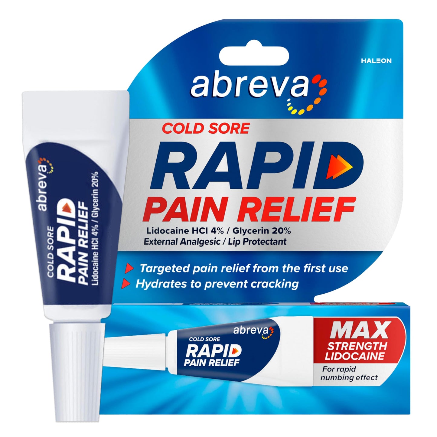 Abreva Cold Sore Treatment Rapid Pain Relief Cream — 3 g Tube