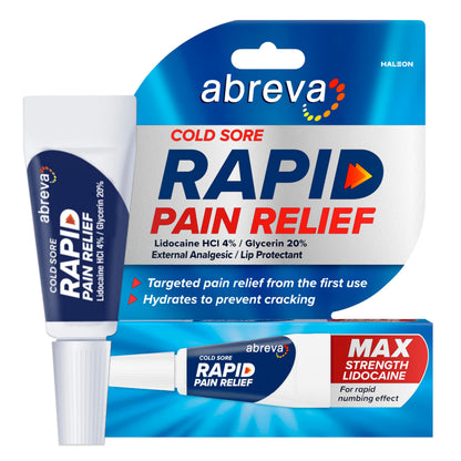 Abreva Cold Sore Treatment Rapid Pain Relief Cream — 3 g Tube