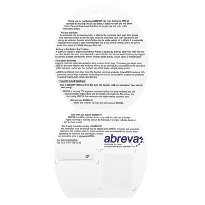 Abreva Cream – Fast-Acting Cold Sore Treatment (On-The-Go Tube)