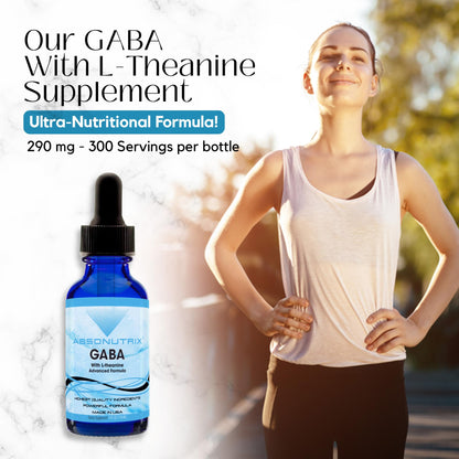Absonutrix GABA + L-Theanine 290 mg Liquid — 4 oz, 300 Servings, Made in USA