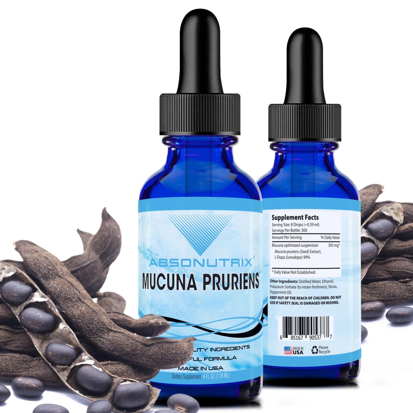 Absonutrix Mucuna Pruriens 393mg – Liquid, 4 oz, 300 Servings – Made in USA