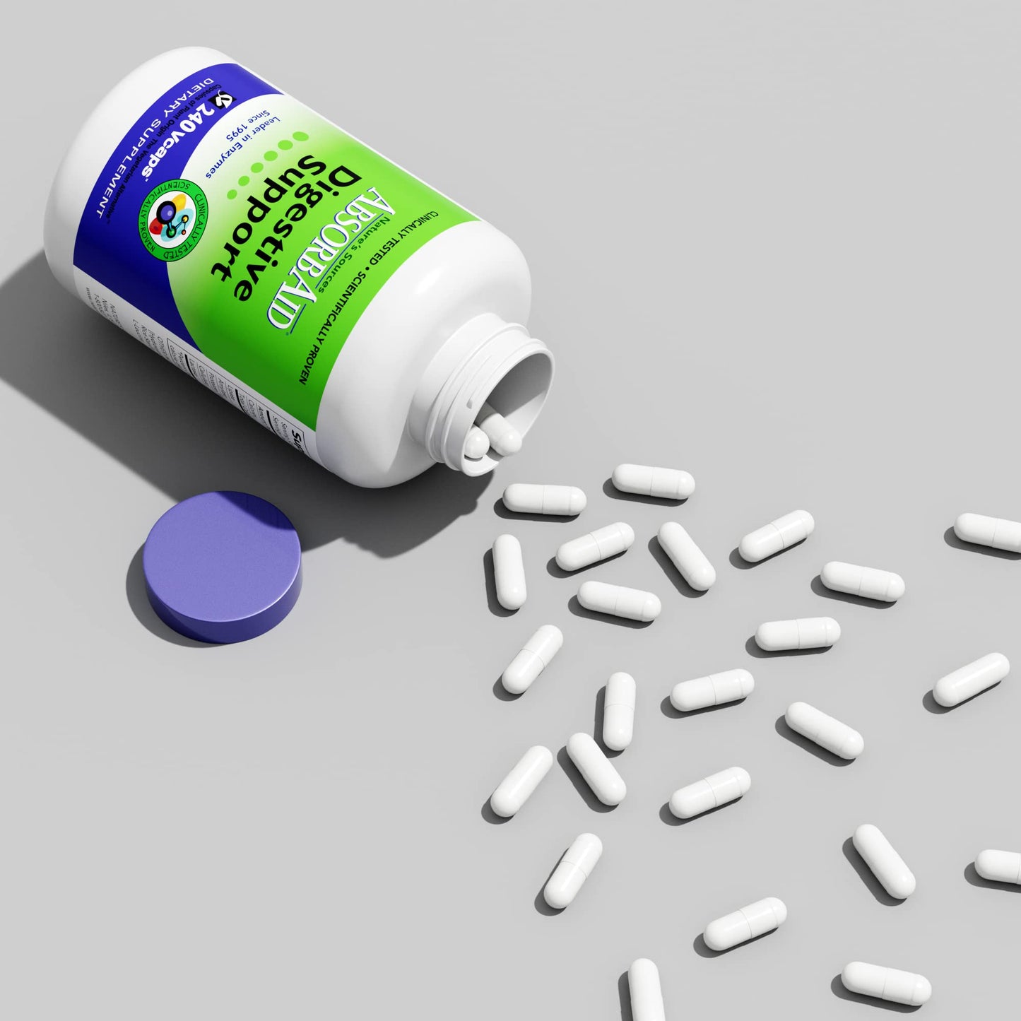 AbsorbAid Digestive Enzymes 240 vCaps, Proven to Increase Vital Nutrient Absorption by up to 71%