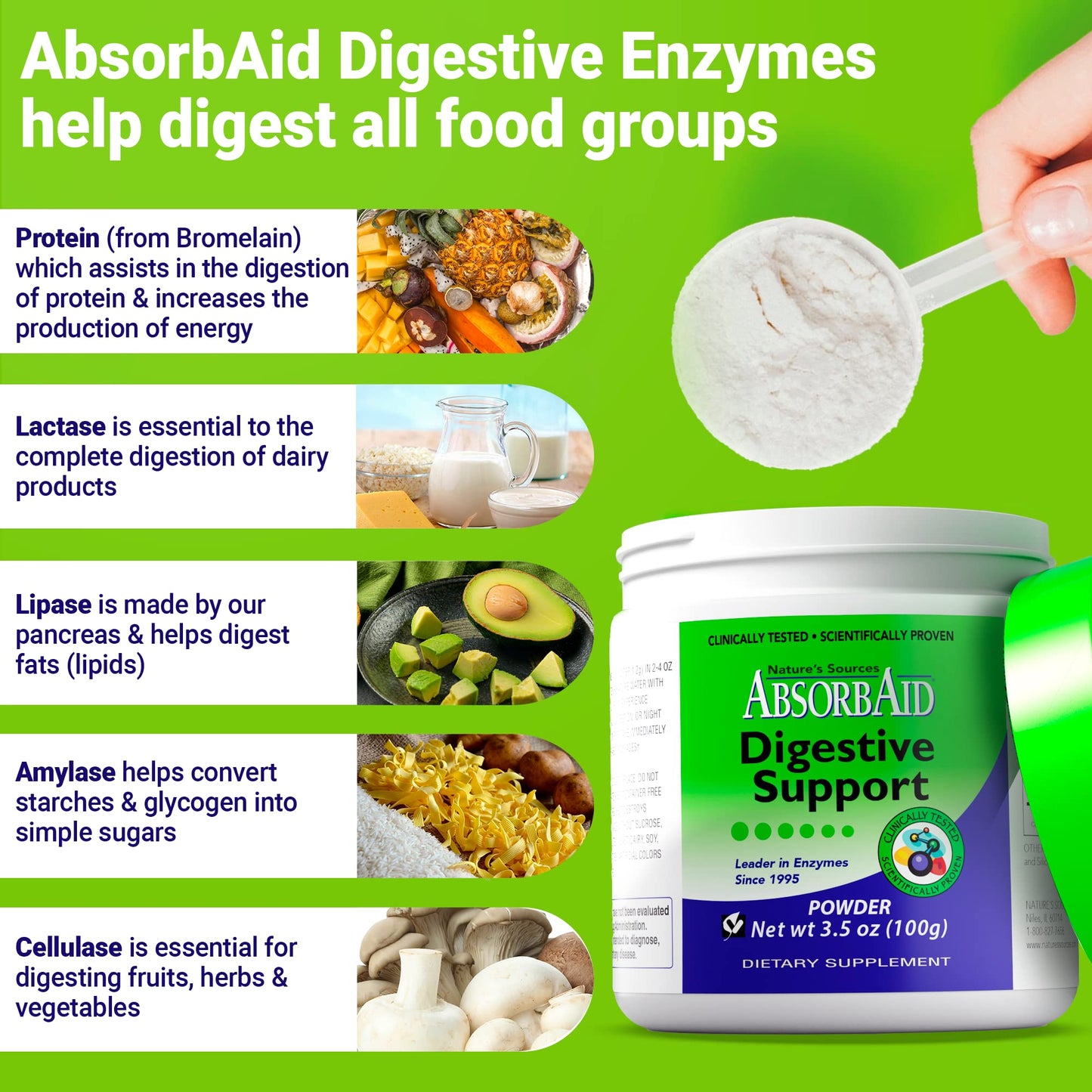 AbsorbAid Digestive Enzymes 100g | Proven to Increase Nutrient Absorption by up to 71%