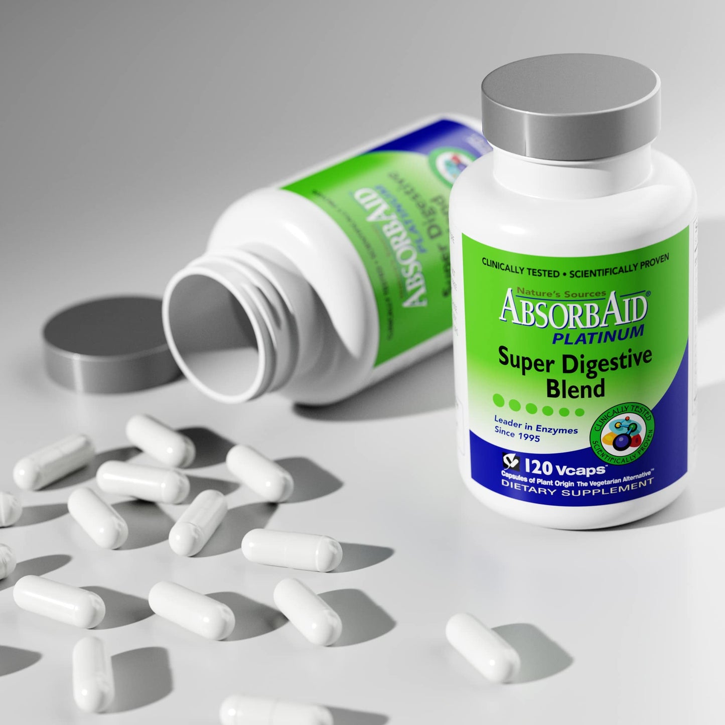AbsorbAid Platinum Digestive Enzyme Support – 120 vCaps, 12 Enzymes + 2 Probiotics