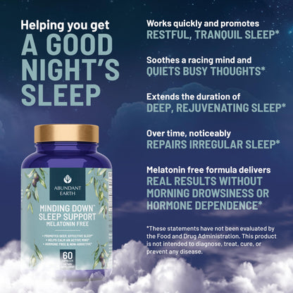 Abundant Earth Minding Down Sleep Aid for Adults - No Melatonin, Max Strength Magnesium & GABA