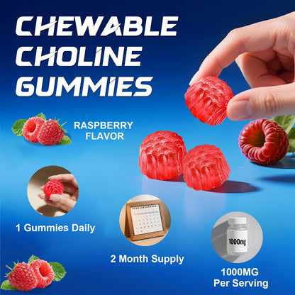 ABYSSUS CDP Choline Gummies 1000mg – High Potency Citicoline for Brain Health, Liver Support | Sugar-Free 60 Count