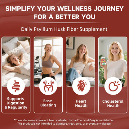 ABYSSUS Psyllium Husk Gummies 1500mg – Digestive Health, Sugar-Free Peach, 60 Count