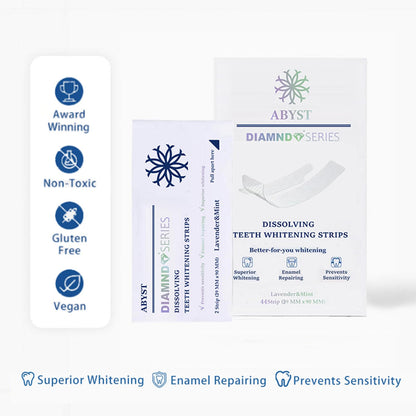 ABYST Diamond Dissolving Teeth Whitening Strips – Soft Enamel Safe, 16 Ct