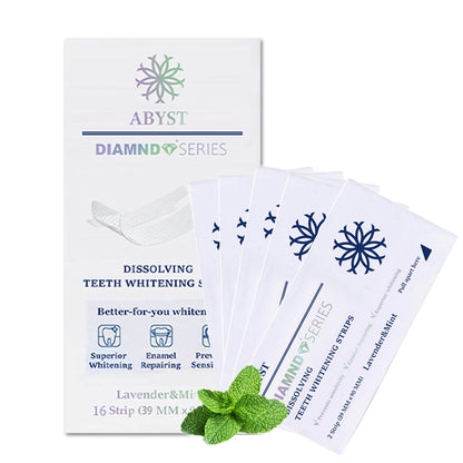ABYST Diamond Dissolving Teeth Whitening Strips – Soft Enamel Safe, 16 Ct