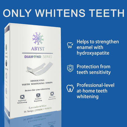 ABYST Diamond Dissolving Teeth Whitening Strips – Soft Enamel Safe, 16 Ct