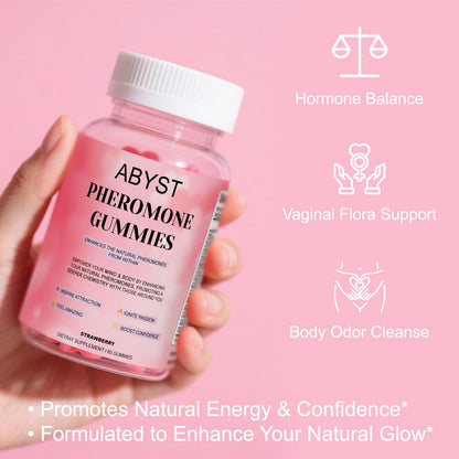 ABYST Pheromone Gummies for Women – 60 Count, Strawberry – Vegan, Gluten-Free & Non-GMO | Social & Confidence Support