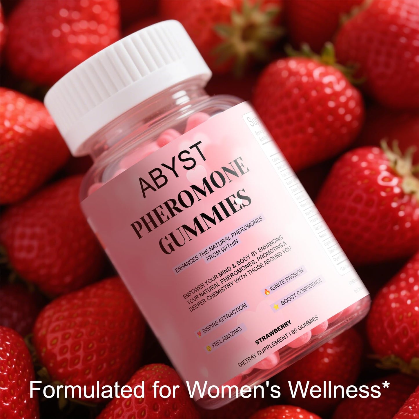 ABYST Pheromone Gummies for Women – 60 Count, Strawberry – Vegan, Gluten-Free & Non-GMO | Social & Confidence Support