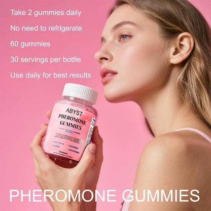 ABYST Pheromone Gummies for Women – 60 Count, Strawberry – Vegan, Gluten-Free & Non-GMO | Social & Confidence Support