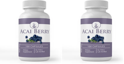 Acai Berry Capsules 100 (Pack of 2) – Pure Original Ingredients, No Magnesium or Rice Fillers, Lab Verified