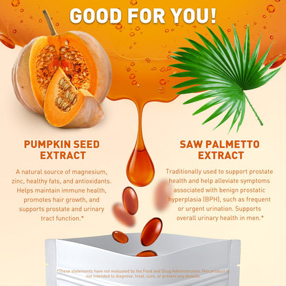 ACBUF Pumpkin Seed Oil + Saw Palmetto Softgels – 3000 mg, Cold-Pressed