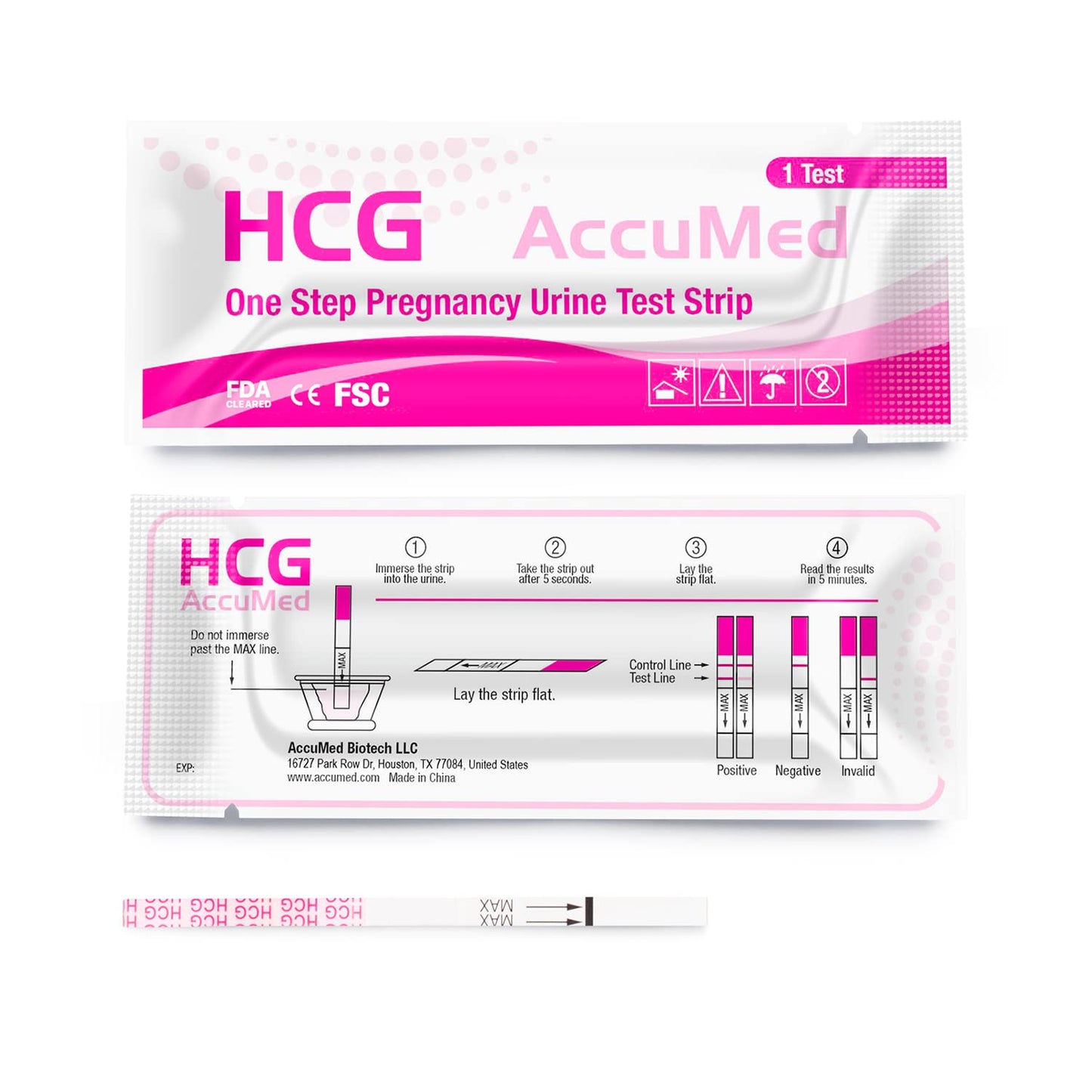 AccuMed Pregnancy Test Strips – 25-Count, Early Home Detection, HCG 25 mIU/mL | Clear Results