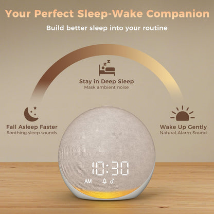 Acedeck Sound Machine Alarm Clock – 25 Sleep Sounds, Gentle Wake, Bluetooth Speaker, Putty