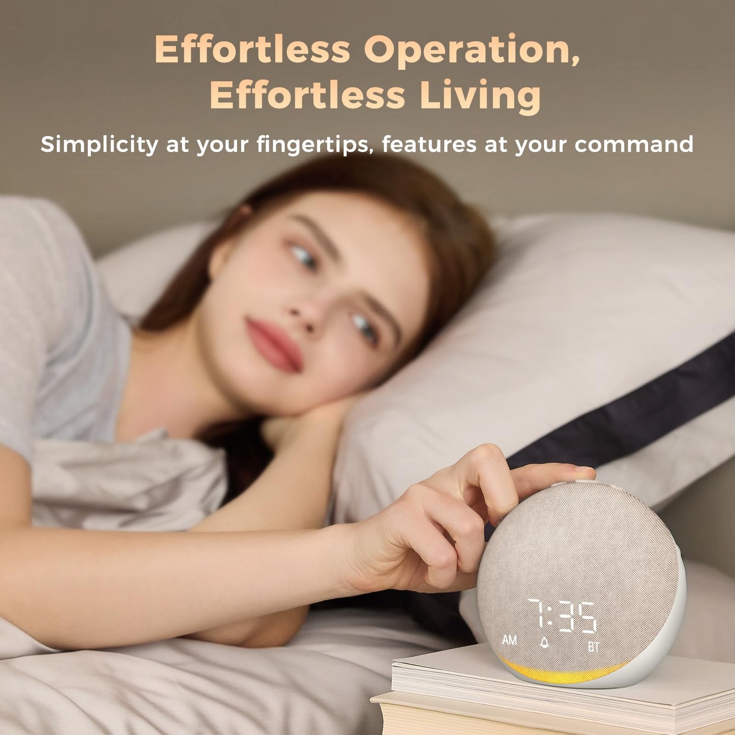 Acedeck Sound Machine Alarm Clock – 25 Sleep Sounds, Gentle Wake, Bluetooth Speaker, Putty