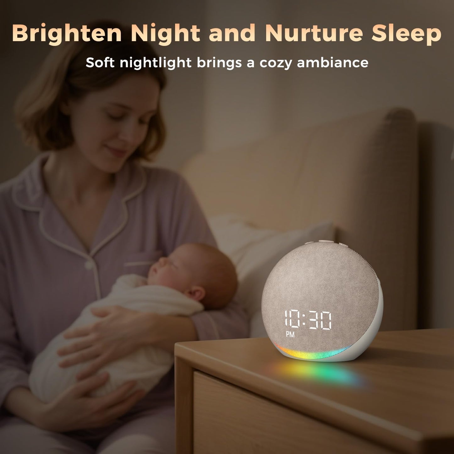 Acedeck Sound Machine Alarm Clock – 25 Sleep Sounds, Gentle Wake, Bluetooth Speaker, Putty