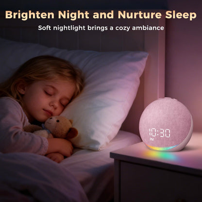 Acedeck Sound Machine Alarm Clock Pink | 25 Sleep Sounds, Gentle Wake, Bluetooth Speaker