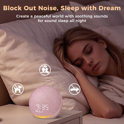 Acedeck Sound Machine Alarm Clock Pink | 25 Sleep Sounds, Gentle Wake, Bluetooth Speaker