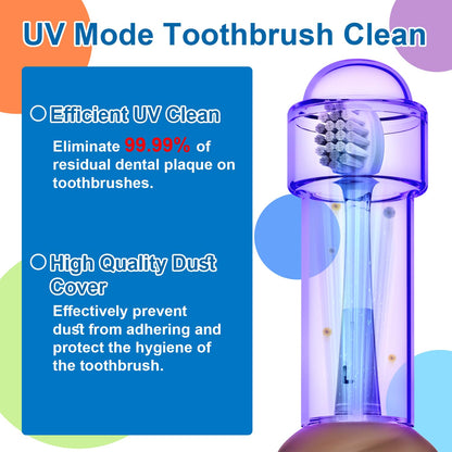 Acelike UV Self-Clean Kids Electric Toothbrush Pink | 4 Modes, 2-Min Timer, Soft Silicone Grip
