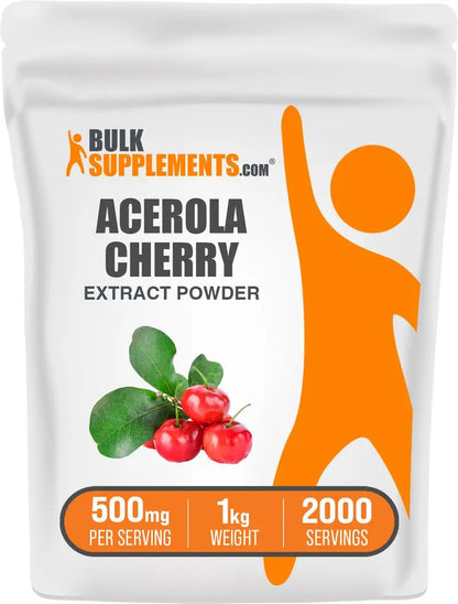 BulkSupplements Acerola Cherry Extract Powder – 500mg per Serving, Natural Vitamin C, Vegan & Gluten Free, 1kg BritishVita | Premium UK Vitamins & Wellness Supplements