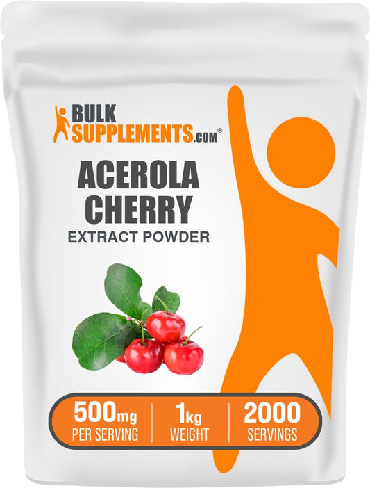 BulkSupplements Acerola Cherry Extract Powder – 500mg per Serving, Natural Vitamin C, Vegan & Gluten Free, 1kg BritishVita | Premium UK Vitamins & Wellness Supplements
