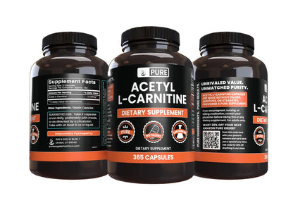 Pure Original Ingredients Acetyl L-Carnitine (365 Capsules) No Magnesium Or Rice Fillers, Always Pure, Lab Verified