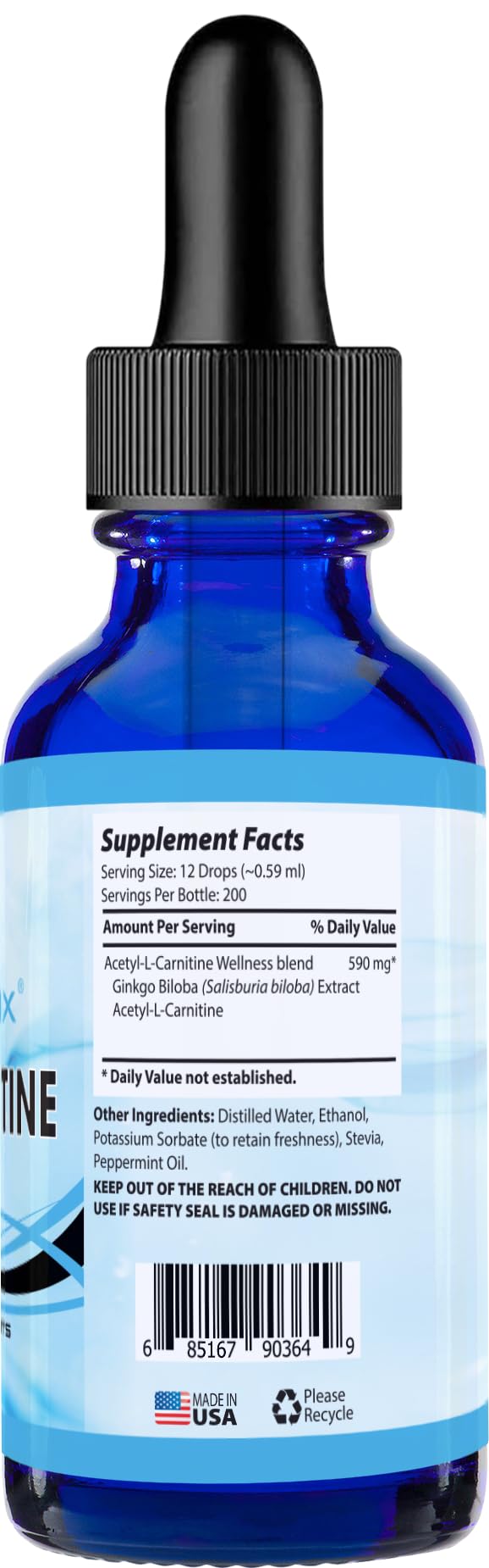 Absonutrix Acetyl L-Carnitine Liquid Drops – 593mg, 200 Servings, Made in USA