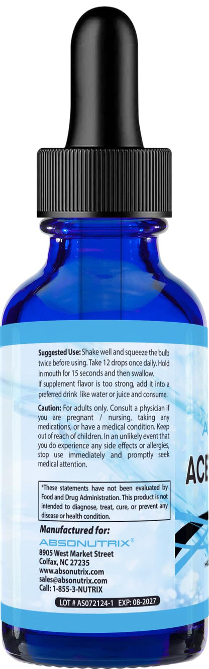 Absonutrix Acetyl L-Carnitine Liquid Drops – 593mg, 200 Servings, Made in USA