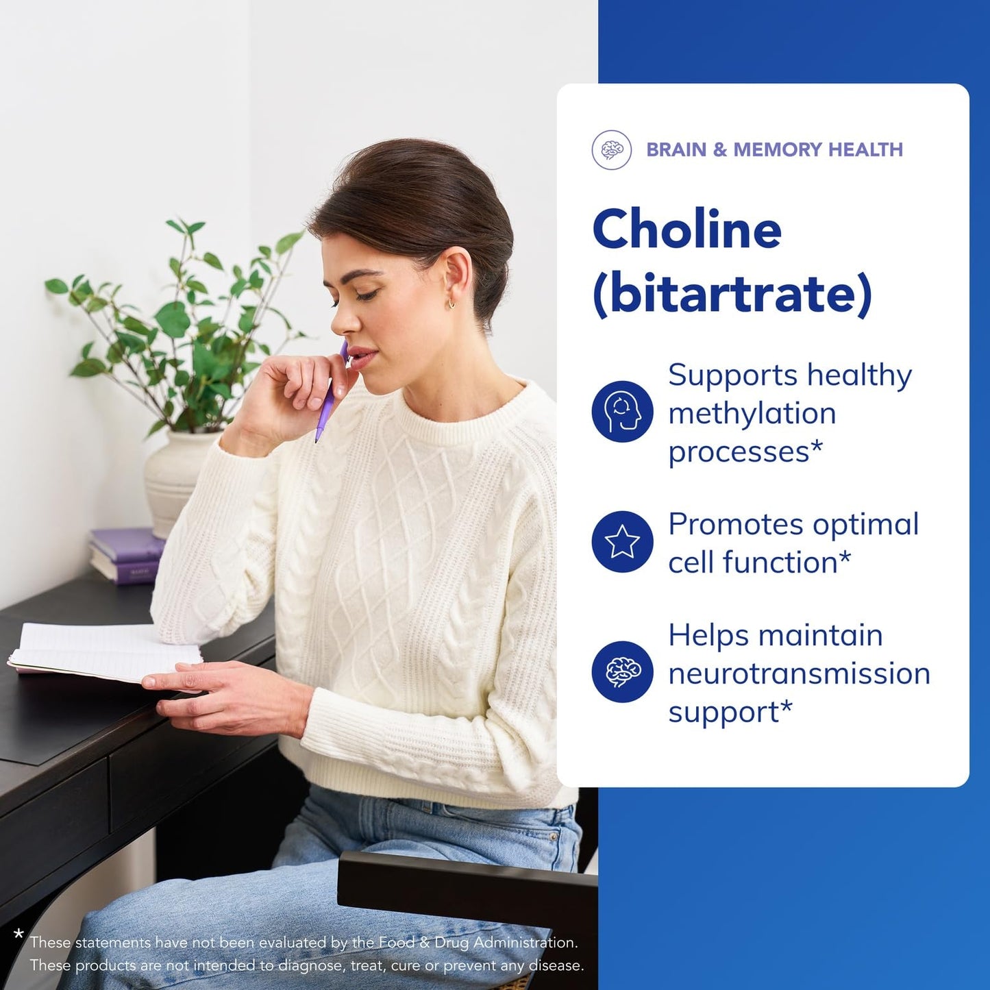Pure Encapsulations Choline (Bitartrate) 275 mg – Brain Health, Methylation & Cell Function | Vegan & Non-GMO | 100 Capsules