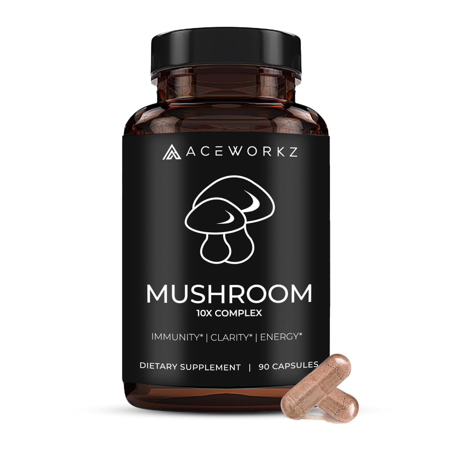ACEWORKZ 10 Mushroom Complex – Brain Health, Focus & Immune Support (90 Capsules)