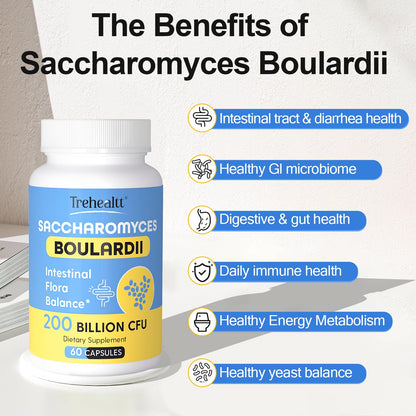 Saccharomyces boulardii Probiotic 200B CFUs – Digestive & Immune Health