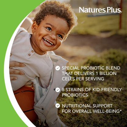 NaturesPlus Animal Parade AcidophiKidz Berry Flavor 90 Chewables – 2-Pack with Probiotics, FOS & Grape Seed | 180 Total Servings