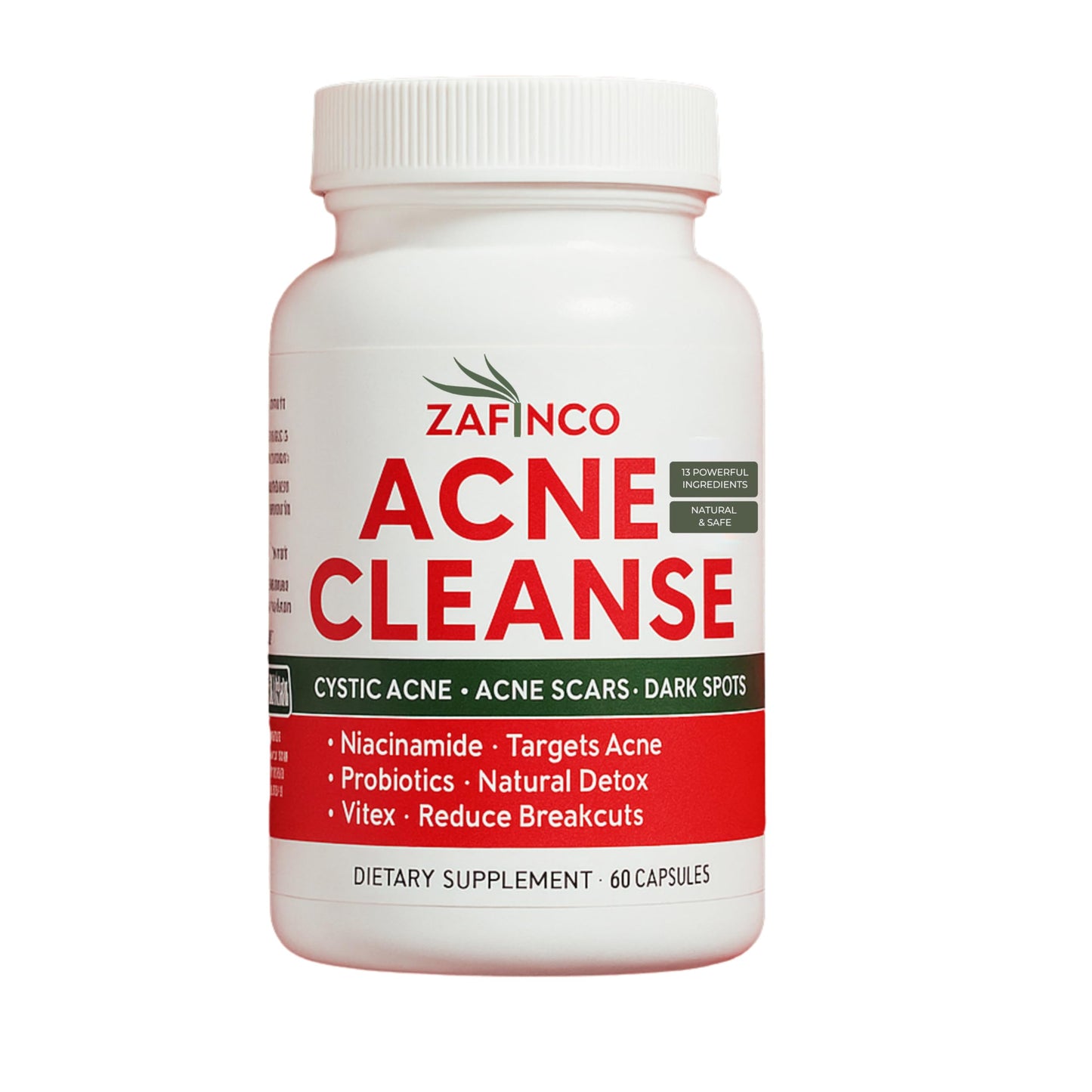 Acne Cleanse Capsules – Vitex Angus-Castus Extract, Niacinamide & Biotin for Teens & Adults | Organic Acne Treatment, 60 Count