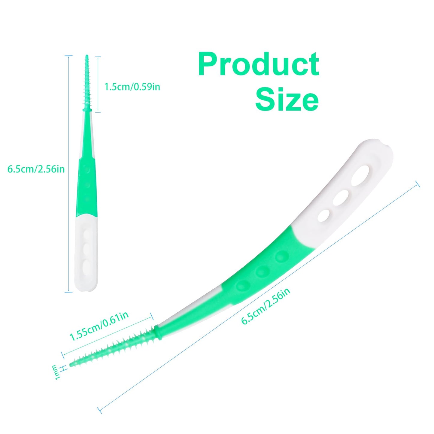 ACSKD Dental Floss Picks with Soft Rubber Brush Heads – 288 Count, Green