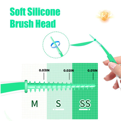 ACSKD Dental Floss Picks with Soft Rubber Brush Heads – 288 Count, Green