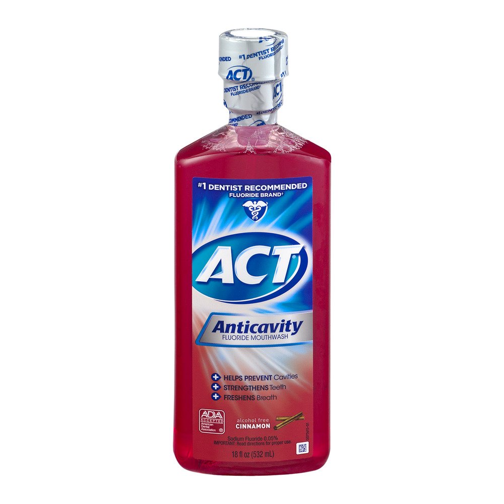 ACT Cinnamon Anticavity Fluoride Mouthwash 18 oz – Pack of 6 | Alcohol-Free