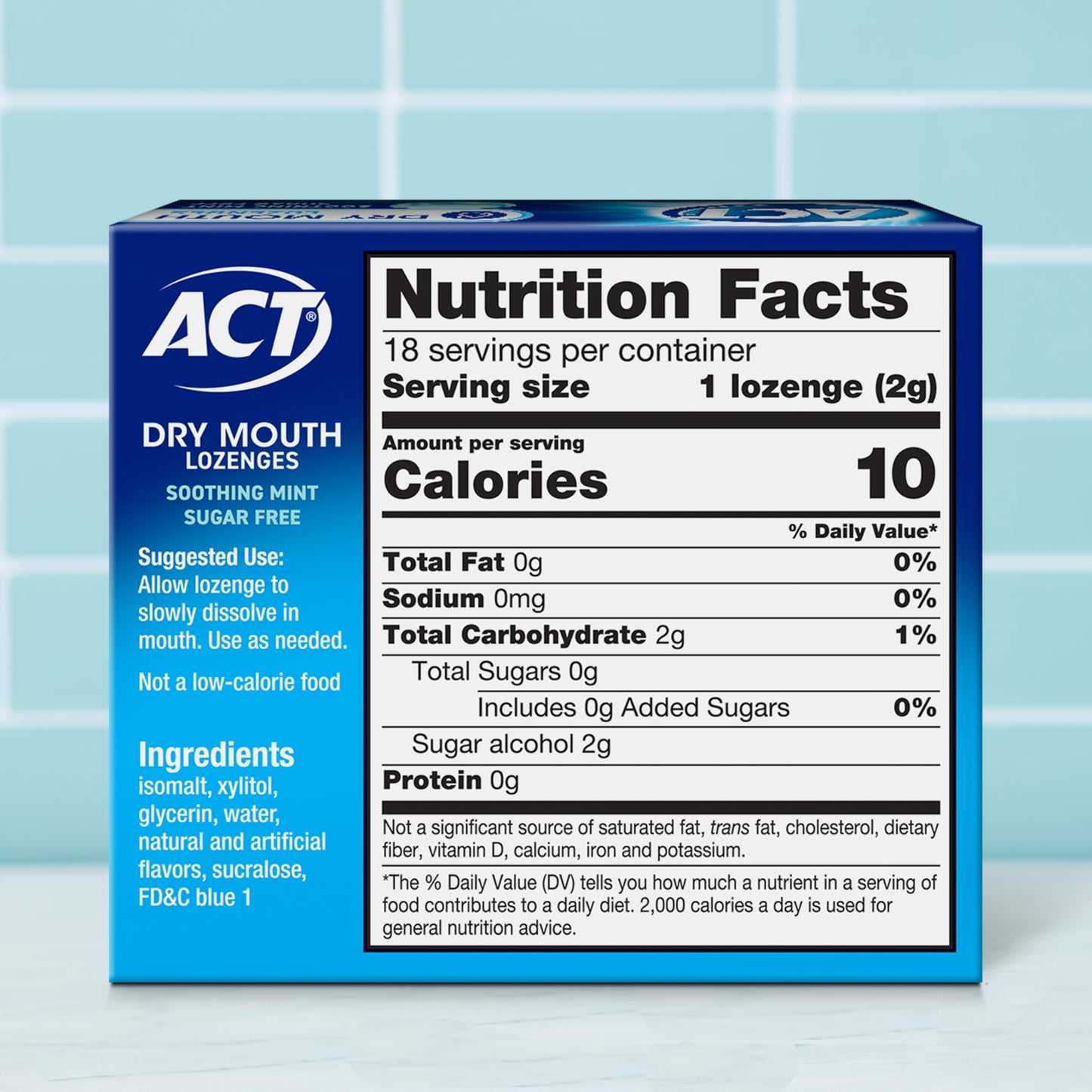 ACT Dry Mouth Lozenges with Xylitol – Soothing Mint (18 Lozenges)