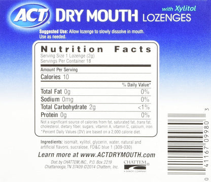 ACT Dry Mouth Lozenges with Xylitol – 18 Count (Pack of 1) | Packaging May Vary