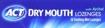 ACT Dry Mouth Lozenges with Xylitol – 18 Count (Pack of 1) | Packaging May Vary
