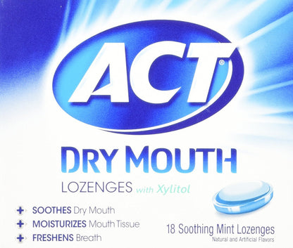 ACT Dry Mouth Lozenges with Xylitol – 18 Count (Pack of 1) | Packaging May Vary