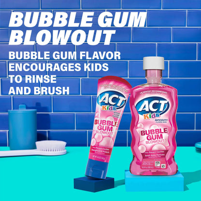 ACT Kids Fluoride Rinse – Bubble Gum, Bad Breath Treatment, Anti-Cavity, 16.9 oz (3-pack)
