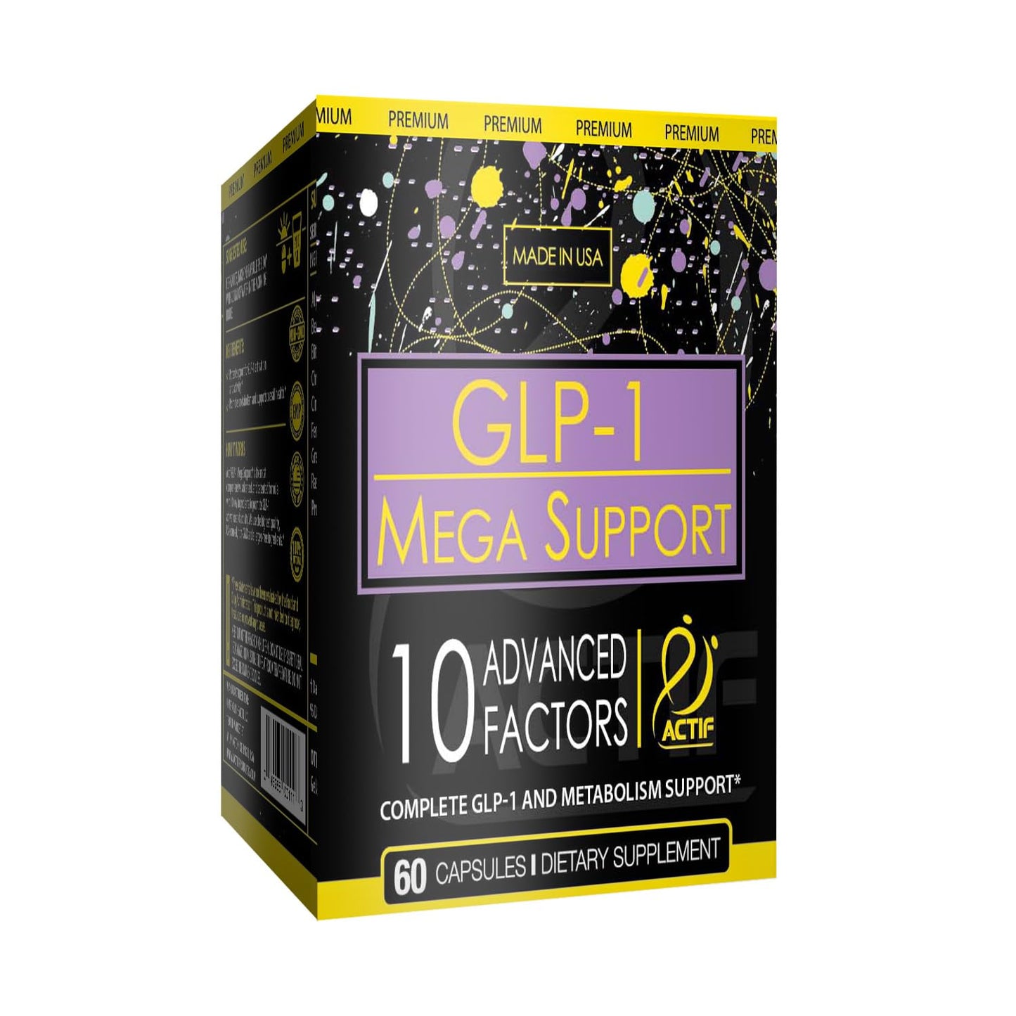 ACTIF GLP-1 Mega Support – 60 Count, Probiotics, Made in USA