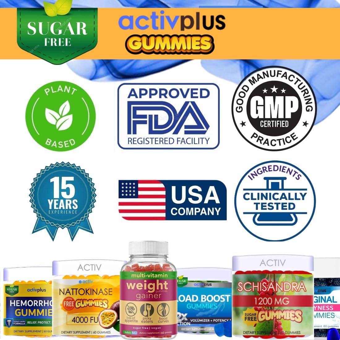 ACTIV PLUS Gainer for Women | 10 clinically Studied Ingredients | Plant Based Vegan Strawberry Flavor | Packaging May Vary | Sugar Free 60 Gummies